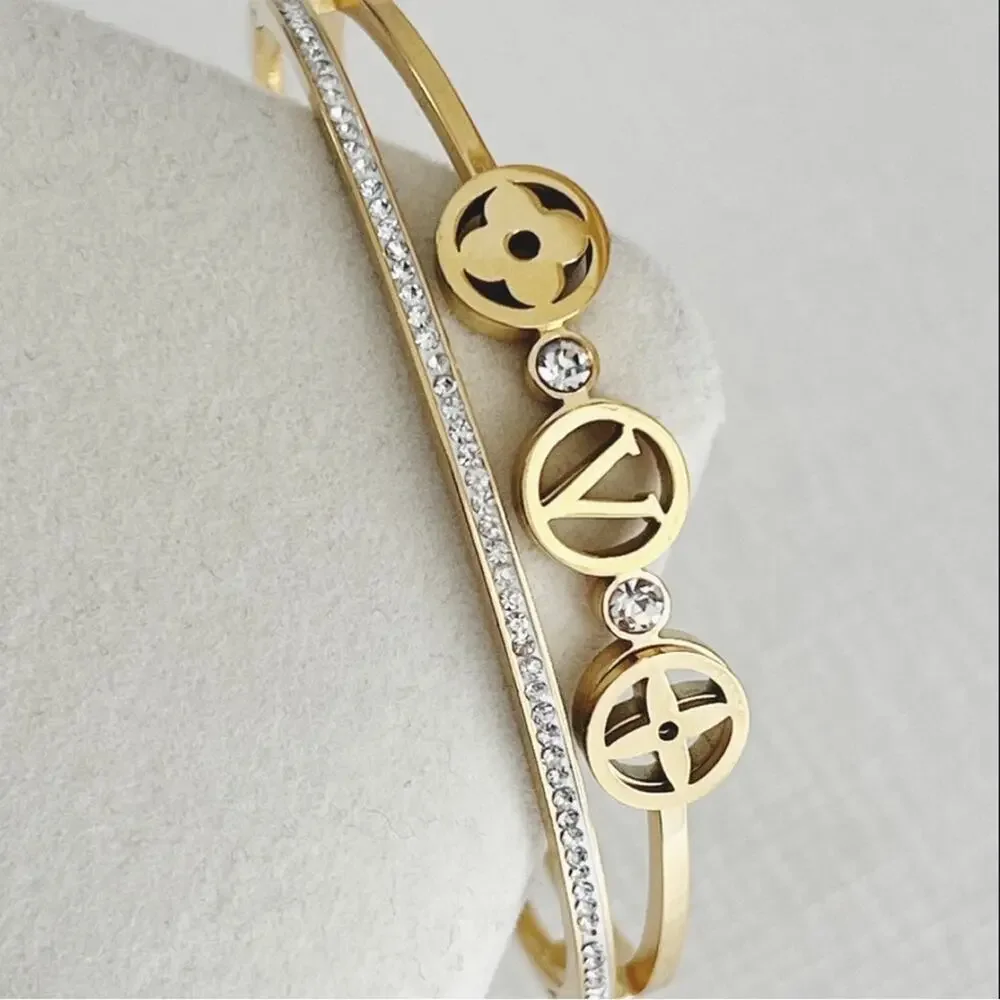Designer Gold Plated Flower Leaf Bangle Bracelet